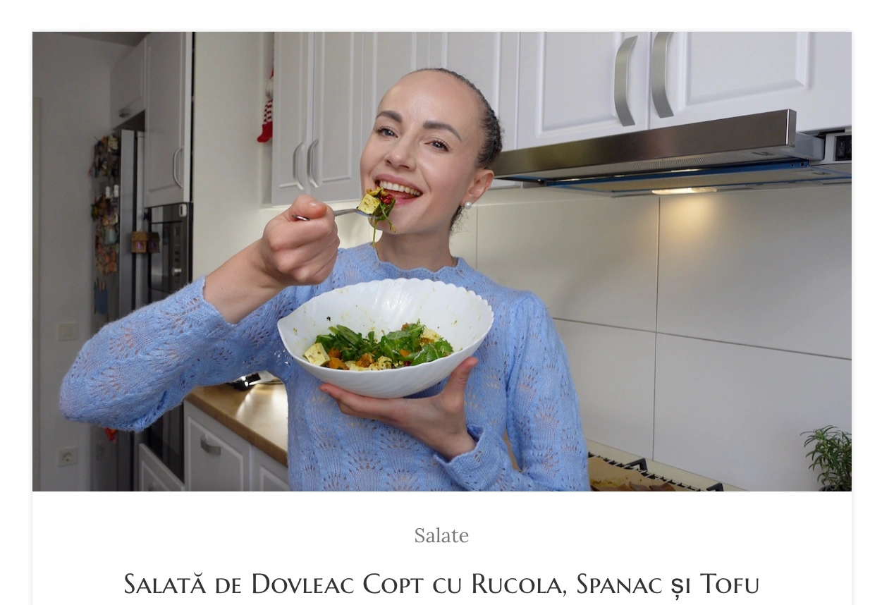 Salata de dovleac copt cu rucola, spanac și tofu - Cristina Catlabuga - Nutriționist Holistic și Wellness Coach - Yourcorepower